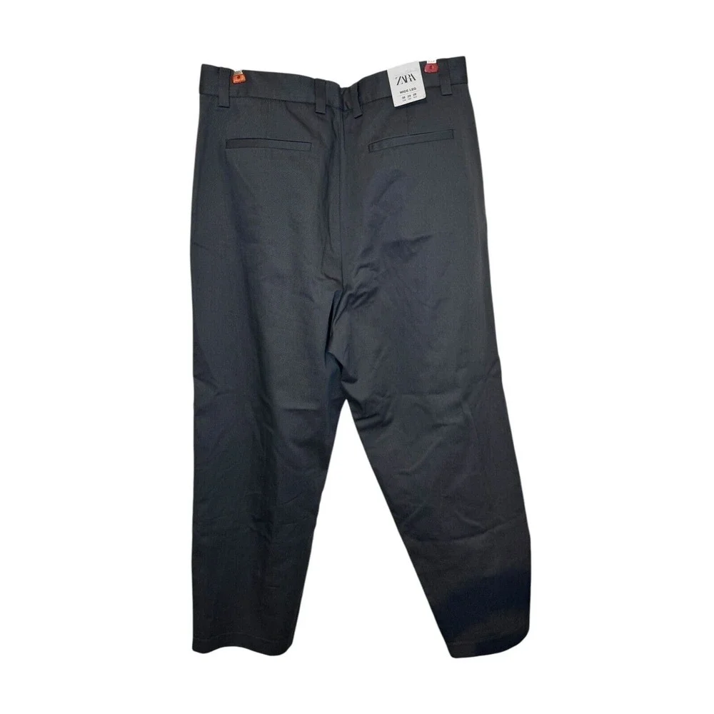 Zara Men's‎ Dress Pants Pleated Wide Leg Straight Trouser Gray 33X 30 (Tag 29)